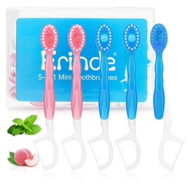 Erinde 5 in 1 Mini Disposable Toothbrushes with Toothpaste + Tongue Scraper + Picks + Floss Travel Case, Prepasted Travel Toothbrushes Pick for Work or Travel, Soft Brushes, 12 Count (Mixed Flavors)