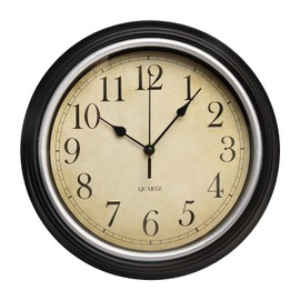 bakbrand Retro Wall Clock 12 Inch Non-Ticking Silent Vintage Rustic Style Round Decor Clock Black Battery Operated Classic Wall Clocks for Home/Hotel/Kitchen/Living Room/Bedroom
