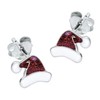 Santa Hat Christmas Earrings .925 with Sparkly Glitter