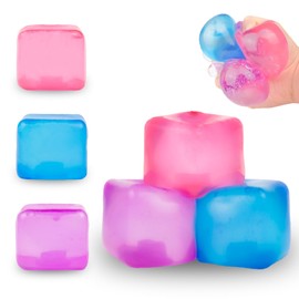 3pack Stress Cube Squishy Stress Balls for Adults Kids Sensory Fidget Toy for Your Best Mellow and Chill -Ice Cubes-Square Shape with Filling in Pink Purple Blue