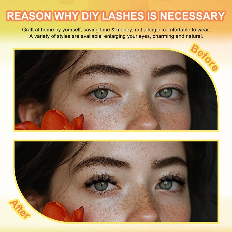 NAGARAKU Cluster Eyelashes, 54 Clusters, 50D Self Grafting, Segmented DIY