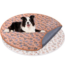 Clysee 2 Pack 36" Washable Pee Pads for Dog Waterproof Dog Pee Pads Reusable Puppy Pads Pet Training Pads Absorbent Round Whelping Pads Floor Pads Dog Bed Mat Fleece Pee Pads for Potty(White, Coffee)