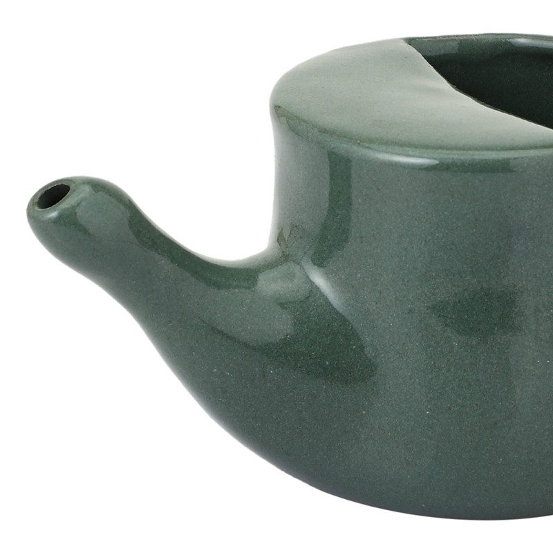 HealthGoodsIn Ceramic Neti Pot, Spill Proof with 5 Sachet Neti