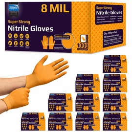 Inspire Heavy Duty Orange Nitrile Disposable Gloves | ULTRA 8 Mil Diamond Textured Grip | Industrial Mechanic Food (1000, XXL)