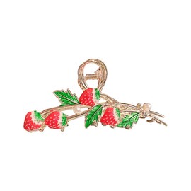 Red Strawberry Metal Hair Claw Clips, Large Hair Claw Nonslip Hair Barrettes Non-Slip No Broken Strong Hold Hair Clamps Fashion Hair Accessories for Woman and Girls With Long Thick Thin Curly Hair