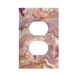 CZRPKEN Pink Gold Marble Luxury Ombre Texture 1 Gang Duplex Wall Plate Covers Modern Abstract Light Switch Cover 1 Gang Outlet Plate Decorative Switchplate Covers Electrical Faceplate Decor