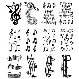SanerLian Guitar Music Temporary Tattoo Sticker Watercolor Waterproof Adult Men Women Arm Shoulder Back Neck Body Art 10.5X6cm Set of 12 (SF280)