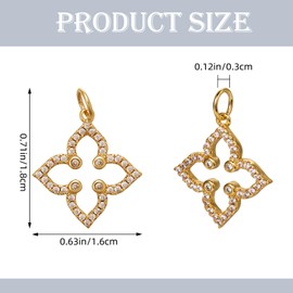 COGCHARGER Pack of 5 Flower Pendants Made of Cubic Zirconia, Flower Pendant Made of 18 Carat Gold-Plated Crystal, Flower Pendant with CZ Stone for Jewellery Making and Crafts