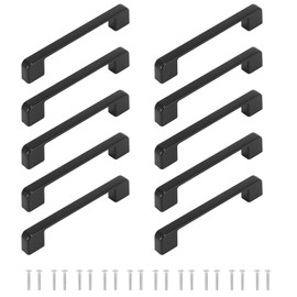 10 Pack 160mm Black Drawer Handle Kitchen Cabinet Square Black Cupboard Handle Bathroom Cabinet Handle Kitchen Drawer Handle Drawer Pull Handle Kitchen Cabinet Door Handles with Screws (160mm)