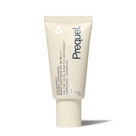 Prequel Skin Sun Barrier Protector solar mineral SPF 50. PA++++ Protector solar de óxido de zinc de amplio espectro con textura ligera semitransparente. Defensa UV hidratante para cara. Tamaño de