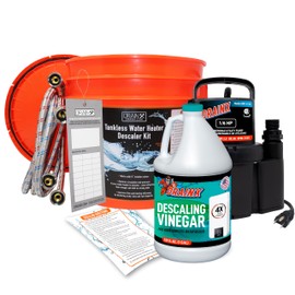 DrainX DrainX Tankless Water Heater Flushing Kit with Gallon Concentrated Vinegar, Dilutes to 4 Gallons, Heavy Duty 1/6HP Extra Strength Pump and Hoses.