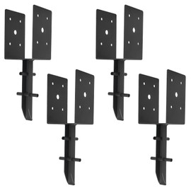 Nrspp 4x4 Concrete Post Anchor 4 Pcs(Inner Dia 3.6"x3.6") U Shape Fence Post Holder Ground Spike Metal Black Powder Coated Post Base