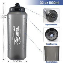 GIFUBOWA 1l Sport Water Bottle Squeeze BPA Free for Hockey Football Basketball