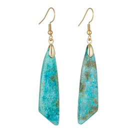 Women Natural Chrysocolla Stone Earrings Unique Green Gemstone Dangle Earrings Jewely Gift