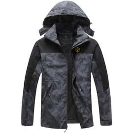 GIISAM Men's Windbreaker,Lightweight Outdoor Rain Windproof Jacket Waterproof Jacket for Men(Camo Grey,3XL)
