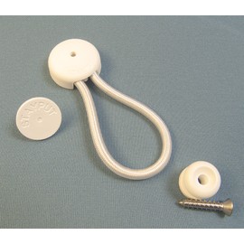 StayPut Bungee/Shock Cord Fastener, White w/White Surface Attachment & Mounting Screw (5)