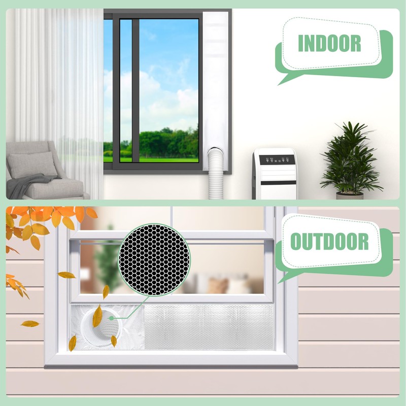 Memrita Portable AC Window Seal Kit with Mesh Screen, Double