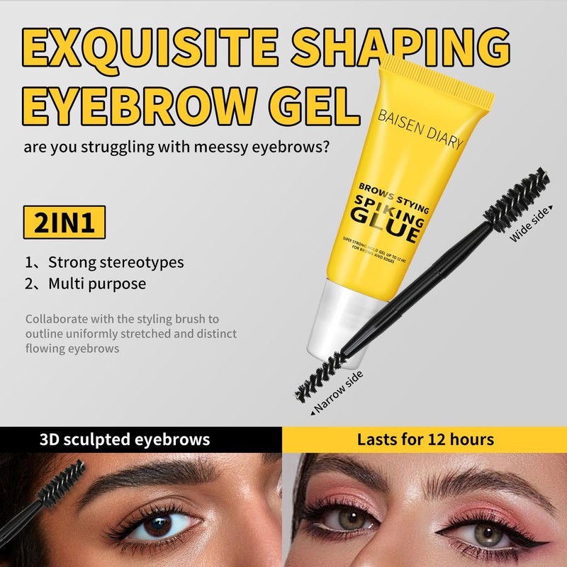 Brow Styling Spiking Glue - Clear Eyebrow Setting Gel, Brow