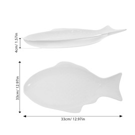 DOITOOL Fish Plate White Ceramic Serving Platter Fish Shaped Serving Dish Appetizer Serving Tray Platter Food Tray Party Platter for Fish Sushi Fruit Cheese (13"L x 7.3"W)