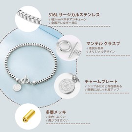 KRKC & CO Women's Bracelet, Venetian Chain, Mantel Bracelet, Width 0.1 inch (3 mm), Surgical Stainless Steel, Hypoallergenic, 14K Gold Plated, Unisex, Popular, Accessory, Gift, 19 cm, No Gemstone