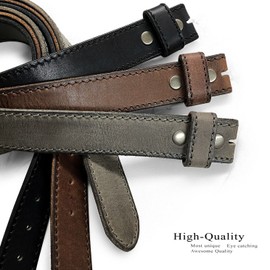 E051 Replacement Belt Genuine Full Grain Leather Belt Strap with Snaps on 1-1/2"(38mm) wide (Black, 34)