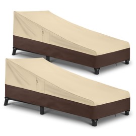 Arcedo Outdoor Lounge Chair Covers 2 Pack, Heavy Duty Waterproof Patio Chaise Lounge Cover for Garden Furniture, Protect Your Pool Chairs in Winter, 76"L x 30"W x 25"H, Beige and Brown