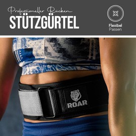 Roar® Weight Lifting Belt Men and Women, Lifting Belt for Gym, Powerlifting Belt, Weightlifting Belt, Deadlift Belt, Crossfit Belt, Fitness Belt Men, Power Belt (Grey, S)