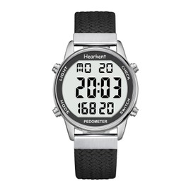 Hearkent Pedometer Watch for Women, Step Tracker with Calories Counter, Non Bluetooth, 30M Waterproof, LCD Large Number Display Wrist Watch for Walking and Daily Activity(Black)