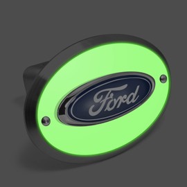 iPick Image Made for Ford 3D Logo Night Glow Luminescent Oval Billet Aluminum 2 inch Tow Hitch Cover