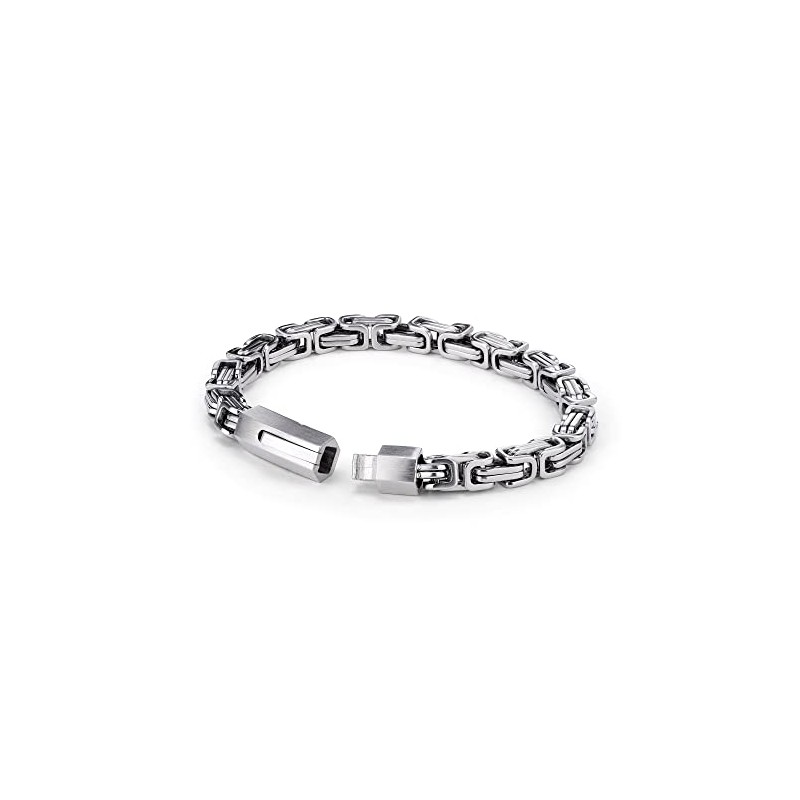 Fynch-Hatton Stainless Steel Byzantine Chain Bracelet, 21 cm, Stainless Steel,