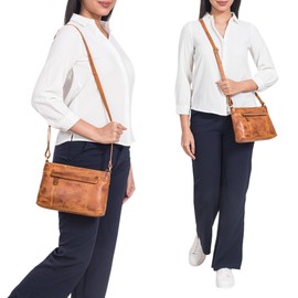 STILORD 'Blair' Elegant Leather Crossbody Bag for Women Small Handbag Vintage Ladies Shoulder Bag Evening Bag Real Leather, Colour:larino - brown