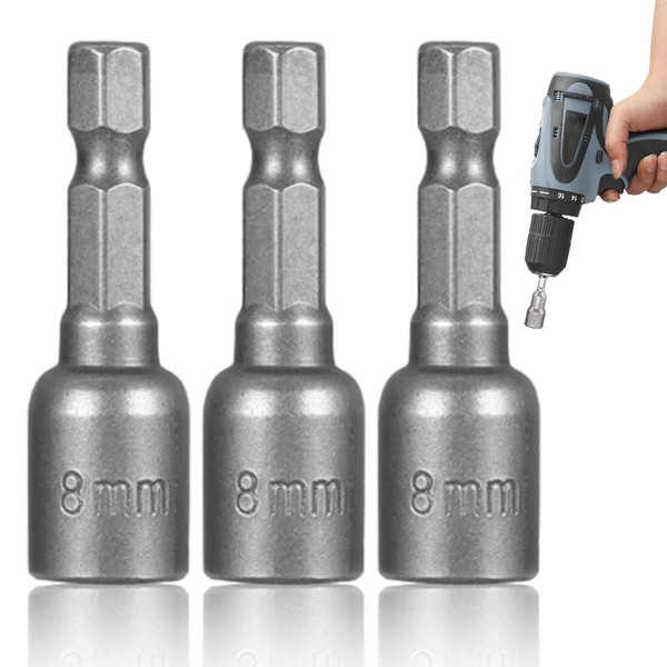 3 Pcs Magnetic Hexagon Socket, 1/4" Quick-Change Hex Shank 8