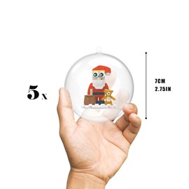 GONIEER 5 Packs 2.75 Inch Christmas Ball Ornaments Building Toys Plastic Hanging Decorations Santa Claus Nutcracker Christmas Elf Balls Christmas Tree Pendants for Christmas Tree Decoration(No Rope)