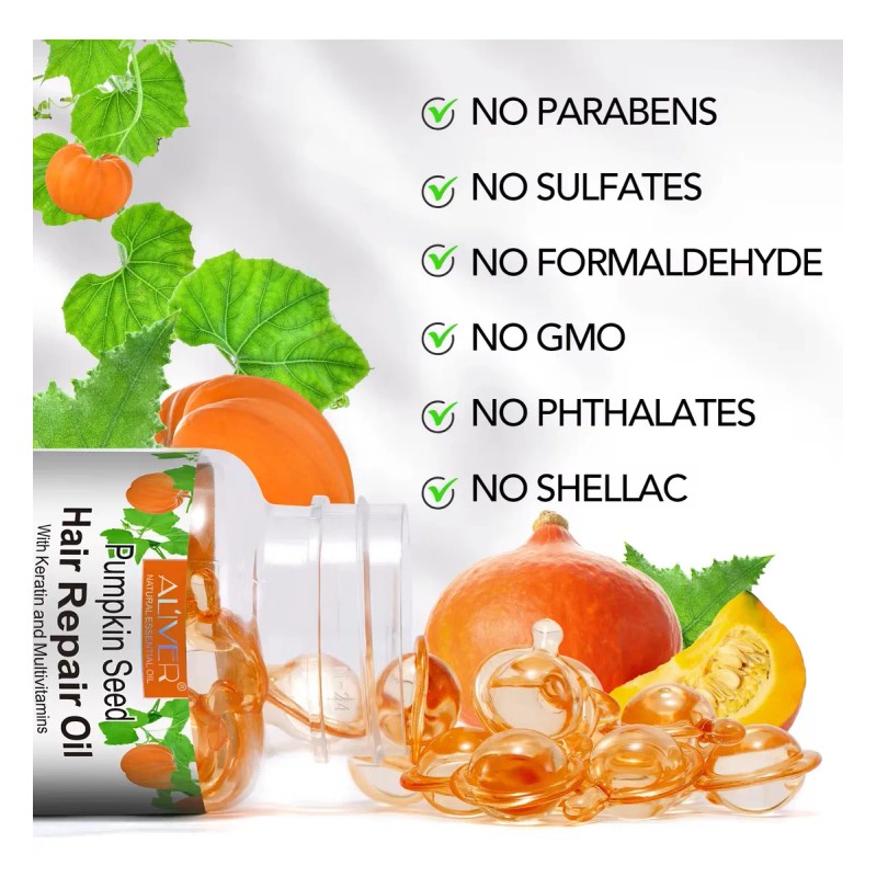 Cápsulas Cabello Óleo Calabaza Crecimiento Capilar Nutre