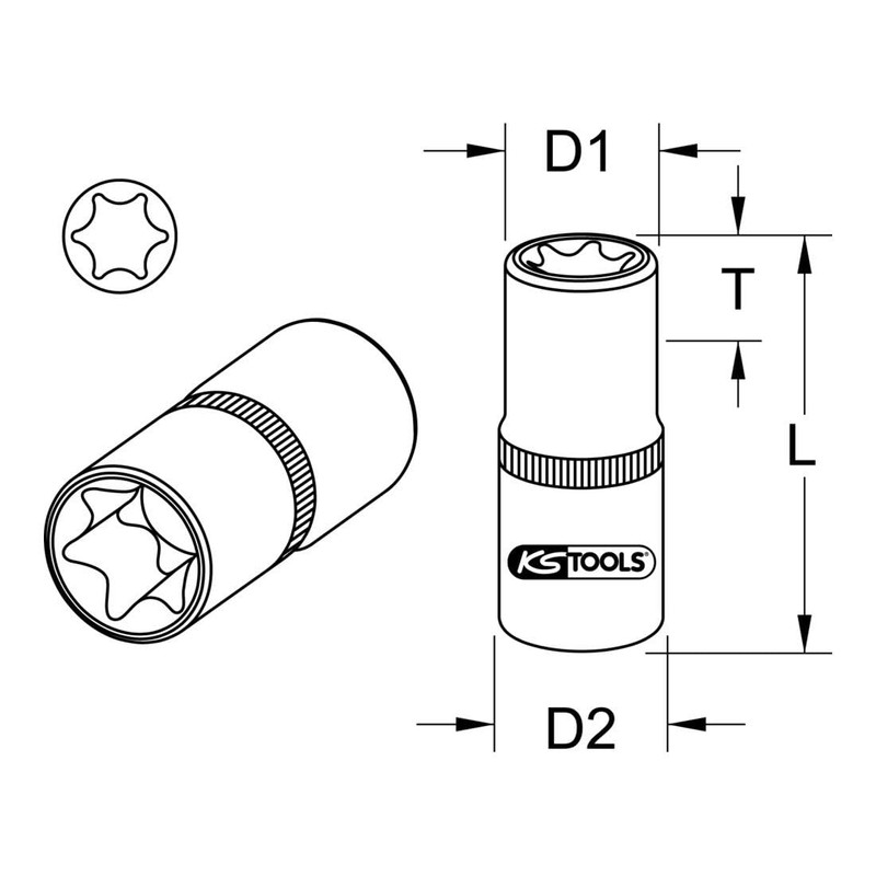 KS Tools 918.3977 3/8 CHROME + TX Socket E11