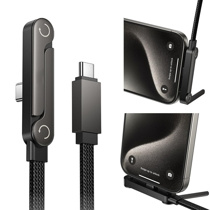 Cable de carga USB C 2 en 1 con soporte