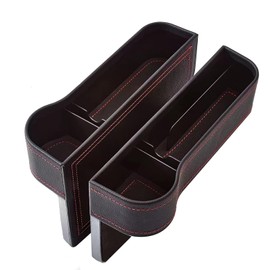 2 Pack Car Seat Gap Filler with Cup Holder, Car Premium PU Leather Storage Box with Cup Holder, Used for Filling Seat Gaps in The Car, Can Accommodate Mobile Phones, Wallets, and Cup Holders