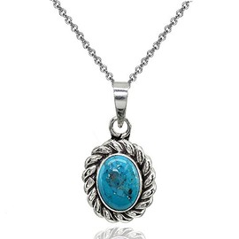 Colgante de plata de ley con piedra de imitación ovalada oxidada Bali Twist