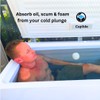 Absorbs oil, lotions from your cold plunge or ice-bath. Cold