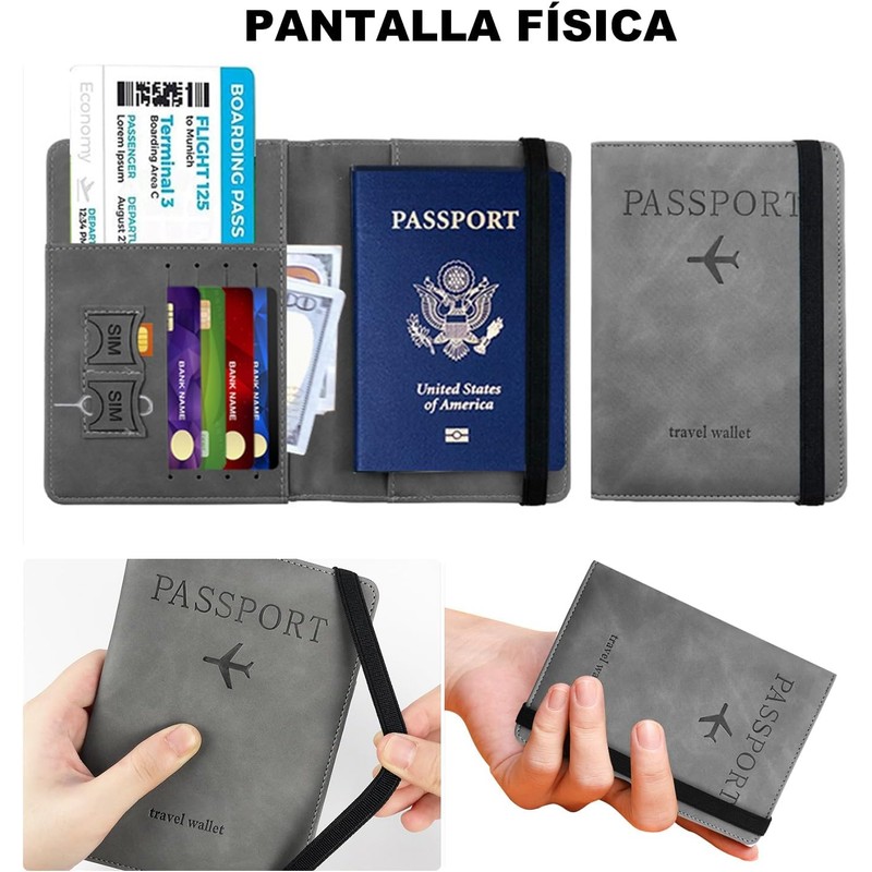 2 PACK Pasaporte Funda, Funda para Pasaporte con Bloqueo RFID.