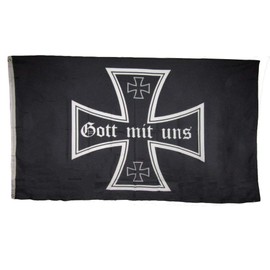 AllFlags ShopForAllYou Decor Flags 3x5 German Iron Cross Gott Mit UNS Rough Tex Knitted Flag 3'x5' Banner