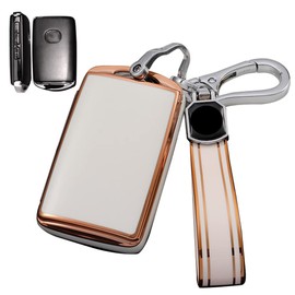 LETINGFAR Key Case for Mazda, Smart Key Case, Key Cover, 3 Buttons, TPU, Specially Designed for Mazda3, Sedan, Fastback, BP, CX-30, DM Series, CX-8, CX-5, CX-3, MX-30, Roadster, etc, white