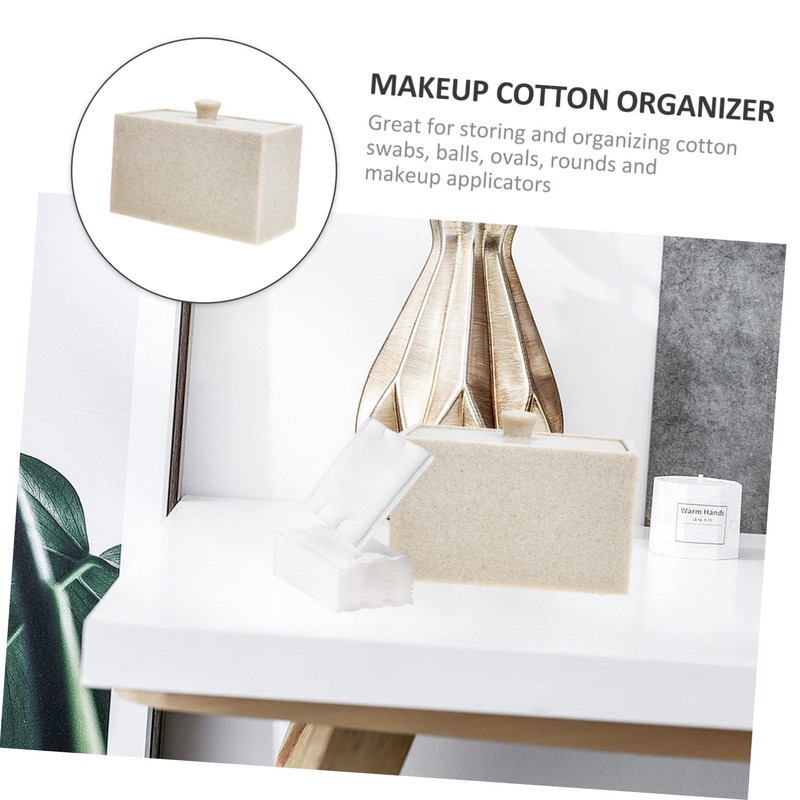 LIFKOME Cotton Swab and Pad Storage Organizer Compartment Makeup Accessory