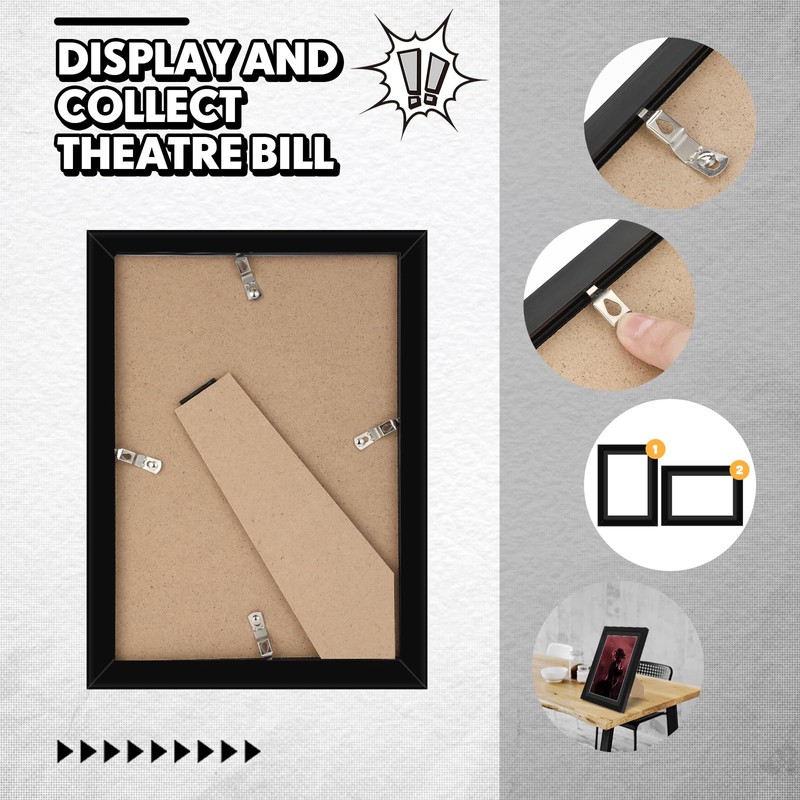 DoubleFill 4 Pcs Theatre Bill Frame with Mat Holds 5.5
