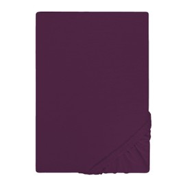 Traumhaft Schlafen Castell Designer Bedding, 0077113 Jersey Stretch Fitted Sheet (Mattress Height Max. 22 cm) 1 x 90 x 190 cm - 100 x 200 cm, Dark Purple