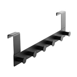SOTECH Linea I Door Coat Rack (Stainless Steel Black Matt, 380 x 110 mm, with 6 Hooks) Door Coat Hook for Doors with Rebate Max. 16 mm - Elegant Order for Your Home!