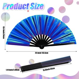 Maitys 2 Packs Large Folding Hand Silk Fans Chinese Handheld Tai Ji Fan for Men and Women, Festival, Line Dance, Kungfu, Martial Art, Gift (Dark Blue)