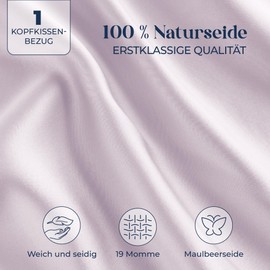DREAMZIE Silk Pillowcase 40 x 60 cm for Hair and Skin, Pillowcases Silk 19 Momme (Lilac, 1 Piece)