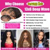 Nervoss 34Inch Deep Wave Lace Front Wigs Human Hair 200%
