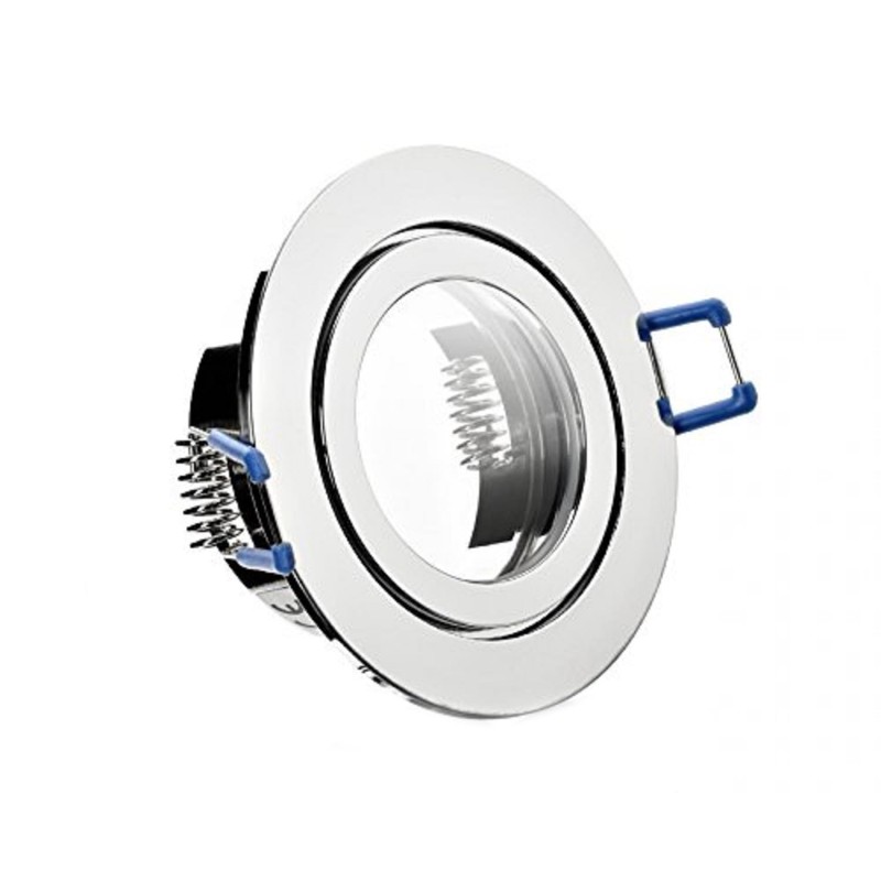 IP44 Aluminium Recessed Spotlight, Glossy Chrome, Suitable for Bathroom/Wet Rooms,